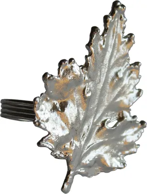 Produktbild von Serviettenring Blatt Figur silber Messing Landhaus