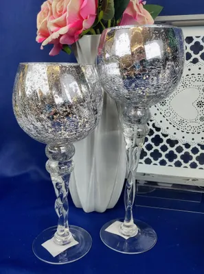 Produktbild von Artpol Glaskerzenhalter Silber 30cm für Teelichter