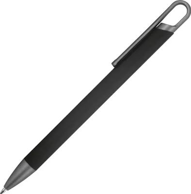 Produktbild von 10x Gummierter Soft Touch Gel Kugelschreiber aus Metall / Farbe: schwarz