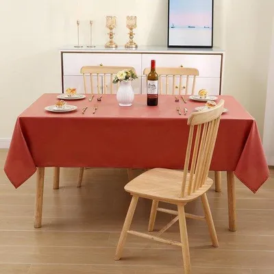 Produktbild von Famanu Tischdecke mit Linnenlook und Lotuseffekt - abwaschbar und wasserabweisend - rechteckig 140 x 240 cm - terrakotta