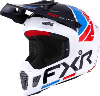 Produktbild von FXR Clutch Comp Motocross Helm, schwarz/weiß/blau/rot, XL