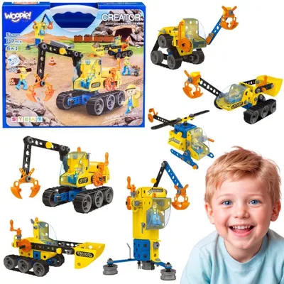 Produktbild von Woopie Building Blocks bauen Baufahrzeuge und 8 Dampfmodelle