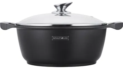 Obrázok produktu pre Royalty Line RL-BS32M: Panvica a kastról s mramorovým povrchom - 32 cm čierna