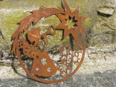 Produktbild von Edelrost Christbaumschmuck Engel mit Sternen