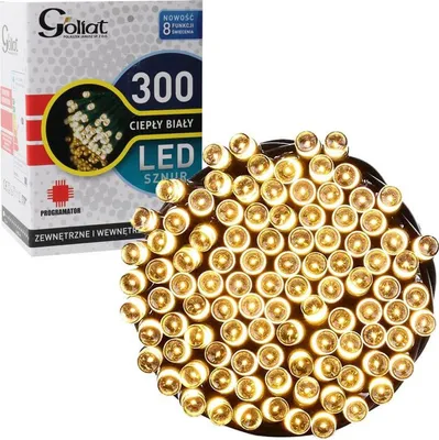 Zdjęcie produktu dla Lampki choinkowe 300 LED z programatorem, wewnętrzne i zewnętrzene, ciepły biały