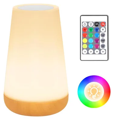 Zdjęcie produktu dla Lampa nocna LED, dotykowa lampka nocna, ładowalna, z pilotem, 13 trybów zmiany kolorów RGB