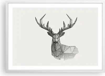 Produktbild von Gerahmtes Poster - Weißer Rahmen - Hirsch Skizze Skandinavisch - 70x50 cm - Wand Bild - Wanddeko - Wandbilder - Kunstposter - Wandposter - Bilderrahmen - Bilder - Kunstdruck - P2WAA70x50-4950