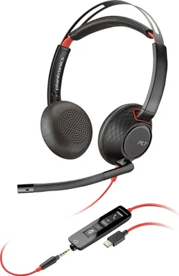 Produktbild von POLY Blackwire C5220 USB-C-Headset + Inline-Kabel, Kabelgebunden, Büro/Callcenter, 164,2 g, Kopfhörer, Schwarz