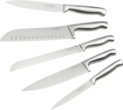 Immagine prodotto di Set di 5 coltelli da cucina professionali - NIROSTA - Acciaio inossidabile - Lunghezza da 24 a 33,5 cm