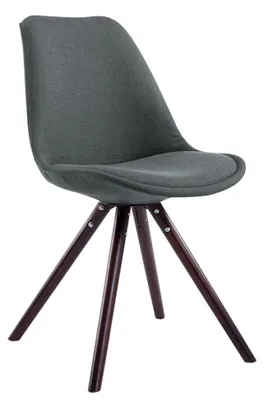 Imagen del producto de Silla para visitantes CLP Toulouse, tapizada en tela, con asiento acolchado y patas de madera redondas, en color gris oscuro. Estructura en color cappuccino