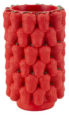 Obrázok produktu pre Váza z červeného umelého kameňa s motívom zhluku jahôd, 20 x 32 cm