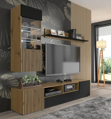 Zdjęcie produktu dla Szafka pod telewizor AURIS 200 cm artisan dąb / czarny mat