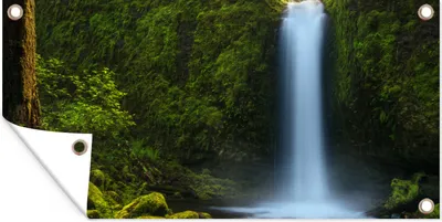 Produktbild von MuchoWow® 160x80 cm Outdoor-Poster Gartendeko Sichtschutz Garten Poster für den Garten  Dschungel - Wasserfall - Natur