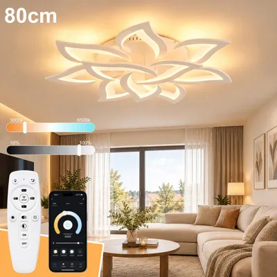 Produktbild von 80cm LED Deckenleuchte Dimmbar,Wohnzimmerlampe mit Fernbedienung und App, 3000–6500K Farbwechsel, Schlafzimmer Deckenlampe moderne Deckenbeleuchtung.