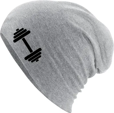 Produktbild von Huuraa Beanie Hantel Silhouette Heather Grey One Size Baumwolle und Elasthan Mütze Geschenkidee
