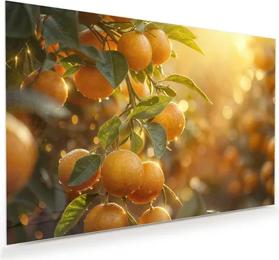 Produktbild von Glasbild 60x40cm in XXL für Wohnzimmer, Schlafzimmer Motiv Sonnengeflutete Orangen