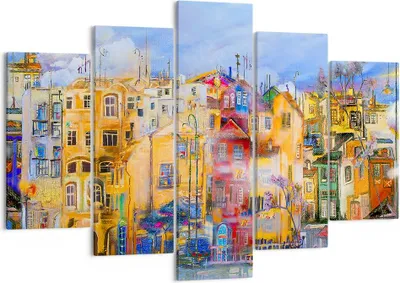Produktbild von Bild auf Leinwand - Leinwandbild - Altstadt Mietshaus - 150x100cm - Wand Bild - Wanddeko - Leinwanddruck - Bilder - Kunstdruck - Wanddekoration - Leinwand bilder - Wandkunst - EA150x100-3419