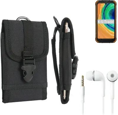 Produktbild von K-S-Trade Holster Schutz Hülle kompatibel mit Doogee S59 Gürteltasche Handy Hülle Tasche outdoor Seitentasche schwarz 1x + Kopfhörer