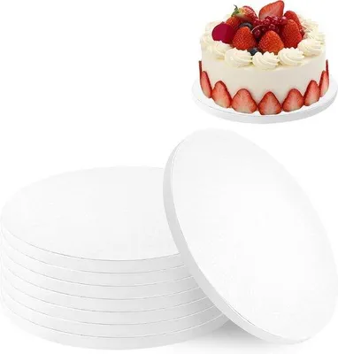 Immagine prodotto di Supporto bianco per torte da 12 mm e 25 cm, accessori riutilizzabili per torte, 8 pezzi da 30 cm.