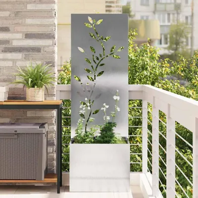 Zdjęcie produktu dla Donica Ogrodowa Z Dekoracyjną Płytą Srebrny 50 X 140 Cm Lumarko!
