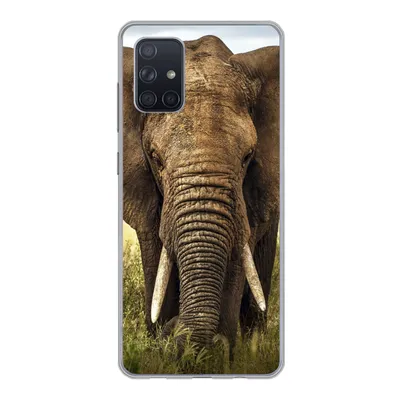 Produktbild von MuchoWow® Handyhülle Schutzhülle Hülle für Samsung Galaxy A51 5G Elefant - Gras - Tiere - Natur Silikon Softcase Handy Hülle - Abbildung
