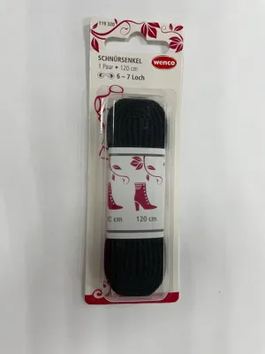 Produktbild von Wenco Schnürsenkel 1 Paar Kordel Schwarz 120cm
