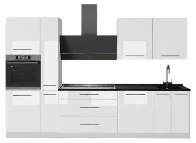 Zdjęcie produktu dla Zabudowa kuchenna Vicco Fame-Line Biały wysoki połysk/Biały 310 cm, BP Antracyt, Model 64340