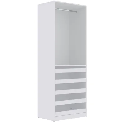 Produktbild von Marmex TRES 08 Weiß Garderobenschrank, 5 ausziehbaren Ablagen und Kleiderstange 75x206x51