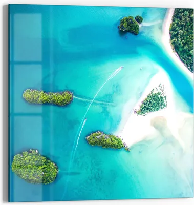 Produktbild von DEQORI Glasbild Echtglas 50x50 cm 'Sirithan Strand in Krabi' Wandbild Bild modern Deko