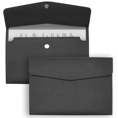 Image de Poche de rangement A4 en cuir PU, noire, lot de 2, avec fermeture magnétique