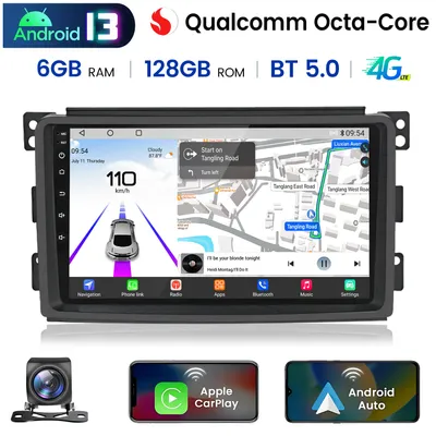 Immagine prodotto di Autoradio CarPlay Android Auto per Smart Fortwo 451 454 (2005-2015) - processore octa-core ad alte prestazioni, 6+128GB, GPS, Bluetooth, touchscreen