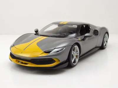 Produktbild von Bburago 18-16017 - Modellauto - Ferrari 296GTB Assetto Fiorano (grau/gelb, Maßstab 1:18)
