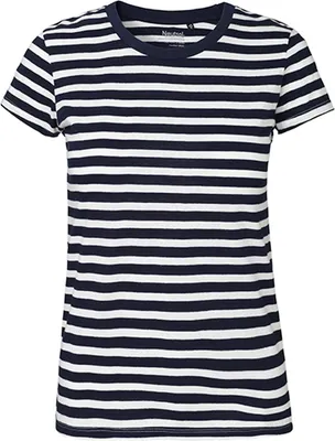Immagine prodotto di Neutral O81001 | donna Maglietta aderente / 100% cotone equosolidale - Colore: Bianco - Navy (a righe) - Taglia: XXL