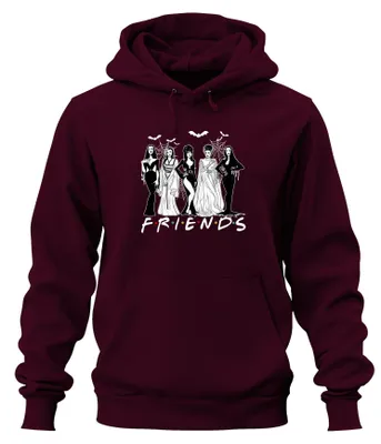 Productafbeelding van FRIENDS Halloween Gotische Vampieren, Bruid, Spinnenwebben, Uni Hoodie, Kapucietruien, Bordo, 3XL