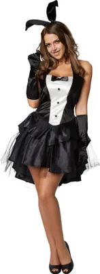 A woman wearing a bunny costume.