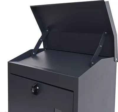 Immagine prodotto di Cassetta per le lettere XXL HWC-H26, cassetta per le lettere aziendali Cassetta per le lettere, con serratura verniciata a polvere 52x44x25cm ~ nero antracite