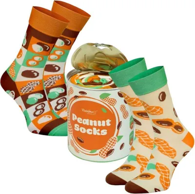 Produktbild von Rainbow Socks Alltagssocken Erdnussschachtel 2 Paar Lustiges Geschenk Gr.41-46