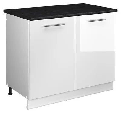 Produktbild von Spülenunterschrank Vicco Fame-Line Weiß Hochglanz/Weiß 100 cm, AP Anthrazit, Model 61920