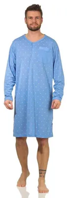 Produktbild von Herren Nachthemd langarm Sleepshirt; Blau M