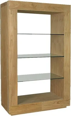 Immagine prodotto di Scaffale Teako Design Idre in legno massello di teak con ripiani in vetro 120x50x210 cm