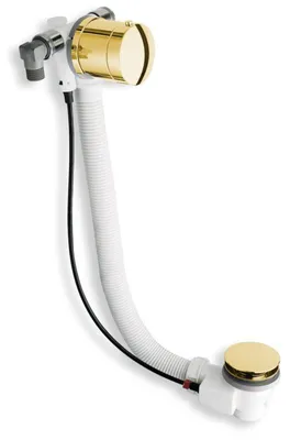 Image de Garniture d'écoulement Polysan avec bec verseur, câble Bowden, longueur 975 mm, bouchon 72 mm, doré
