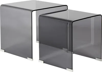 Produktbild von BELIANI Beistelltisch 2er Set Schwarz Transparent Sicherheitsglas Rechteckig Minimalistisch Modern