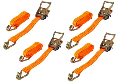 Produktbild von Satz aus vier UNITRAILER 8m/35mm/2t orangefarbenen Transportgurten mit Spanner