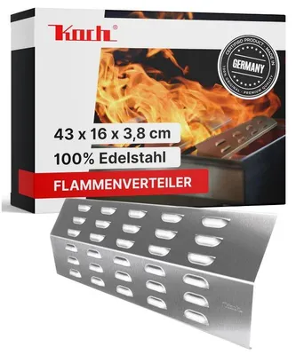 Produktbild von KOCH #21 Premium Edelstahl Flammenverteiler 43 x 16 cm Stärke 1,25mm 750g Universal Brennerabdeckung