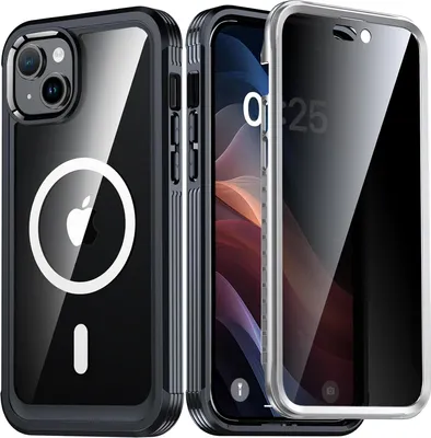 Immagine prodotto di Custodia AMILIFECASES per iPhone 15 Plus, supporto MagSafe, anti-spia nero