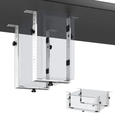Produktbild von PC-Halterung unter dem Schreibtisch, bis 35 kg, verstellbare Tower-Halterung, Weiß