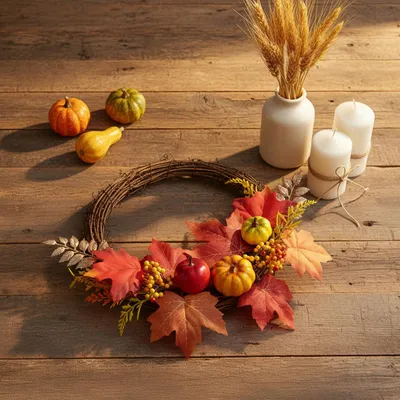 Produktbild von Herbstdekoration - Kranz - Naturlook - Türkranz & Tischdekoration - Ø 35 Cm - 1 Stück [59029].