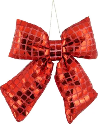 Obrázek produktu pro Slídová dekorace červená mašle 15x17 cm - klasická vánoční mašle na dárky, stromeček a dveře