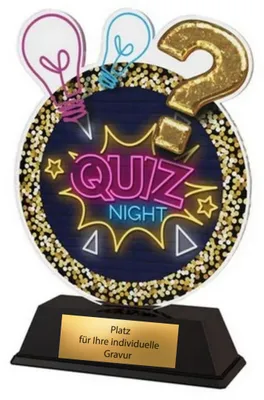 Produktbild von Acryl Quiz Pokal 11 cm - Trophäe Quiz Night Kneipenquiz & Award