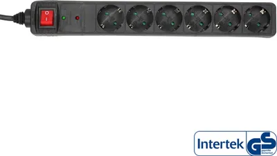 Immagine prodotto di InLine® 16461P Presa multipla, contatto di terra a 6 vie, con protezione da sovratensione, con interruttore, 1,5 m, nera